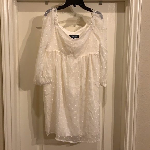 🆕 ModCloth White Babydoll Dress size Large - Picture 4 of 13